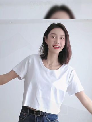 短款短袖T恤女正肩白色内搭大领口高腰显瘦打底衫女士气质时髦精致小上衣 #女装穿搭 #遮肉显瘦穿搭 #百搭t恤 #百搭上衣 #短款t恤女