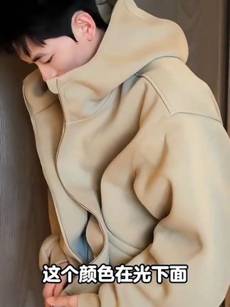正肩连帽卫衣男美式宽松上衣 #男生穿搭 #潮牌 #每日搭配 #轻熟风