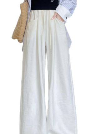 白色奶芙云朵裤新款春夏肌理感户外山本阔腿裤 #裤子 #女装 #长裤 #直筒裤 #阔腿裤