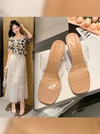 史蒂夫 马登2025一字带透明高跟水晶鞋气质凉鞋夏季仙女风拖鞋女 #好物推荐 #舒适家居拖鞋 #家居拖鞋推荐 #时尚家居鞋