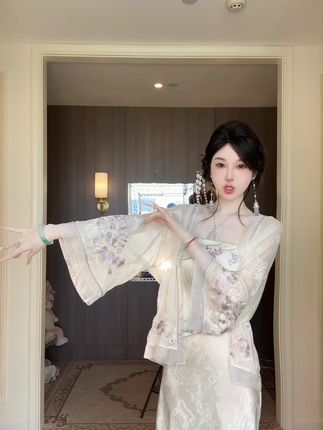 【雅乔定制】九重紫外袍 雪纺刺绣蔷薇映月国风外套 #夏季新款 #穿出高级感 #仙女必备 #美出高级感 #穿搭