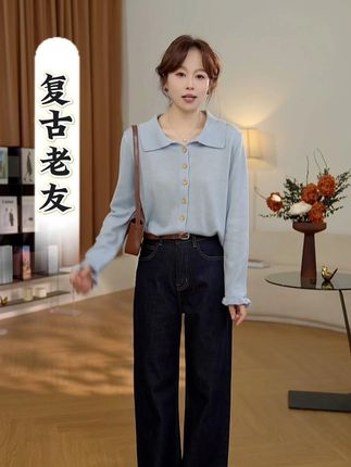 复古老友⑦七七146小个子原色深蓝无弹直筒显瘦牛仔裤女新款小美说#显瘦穿搭 #显高显瘦显腿长 #牛仔裤 #通勤搭配 #时髦精