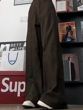 新款美式休闲阔腿裤男士宽松直筒垂感工装裤韩版潮流百搭长裤