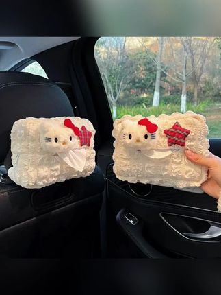 车载kitty纸巾盒纸巾包扶手箱座椅挂式多功能可爱泡芙汽车抽纸盒#车载好物 #可爱纸巾盒 #多功能用品 #汽车内饰 #kitty元素