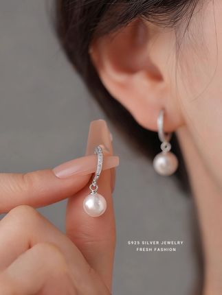 925银耳饰 925纯银圆珠耳环女轻奢时尚百搭耳扣女款新款耳 925银耳饰 925纯银圆珠耳环女轻奢时尚百搭耳扣女款新款耳饰耳坠
