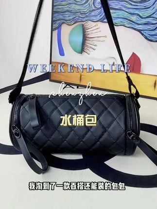 菱格圆筒包包女包斜跨包新款百搭水桶包牛津布单肩包 #斜跨包 #水桶包 #圆筒包
