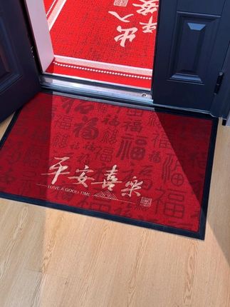 换来换去我还是最喜欢这种地垫,红色免打理的中式风格 现在好多人家门口都铺它#入户垫#红色地垫#过年地垫#进门地垫#高档地垫