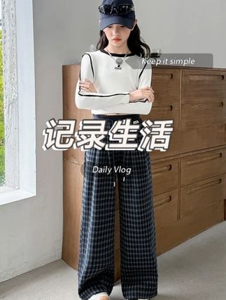 【原版正品】女童秋季新款格子裤中大童韩版直筒裤休闲百搭阔腿裤#爆款热卖中 #高品质童装 #百搭裤子 #谁穿谁好看系列 #显高显瘦显腿长