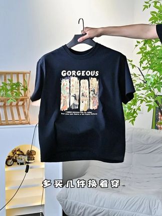 穿衣显瘦是用眼睛看的,不是耳朵听的#短袖t恤 #面料舒适透气 #夏季新款 #潮牌男女同款