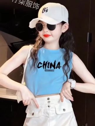 洋气童装女童夏装背心2025新款儿童无袖上衣夏天衣服女孩打底 #女童短袖 #女童穿搭 #高品质童装 #夏季新款 #生女儿就是用来打扮的