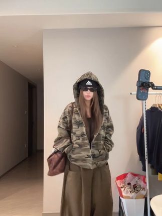 番茄妹妹Tomatosister美式chic迷彩连帽卫衣运动 #仙女必备 #谁穿谁好看系列