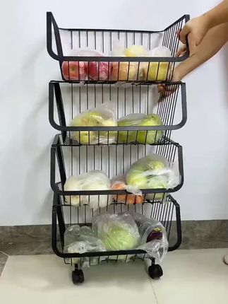 厨房置物架多层落地家用可移动小推车果蔬菜篮子零食玩具收纳架子 #厨房置物架 #移动置物架 #收纳整理 #置物架 #结实耐用
