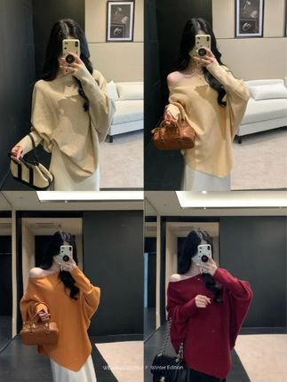 新品宽松蝙蝠袖毛针织女秋冬软糯慵懒感百搭上衣#韩系穿搭 #穿出高级感 #品质女装 #时髦精 #小众设计感