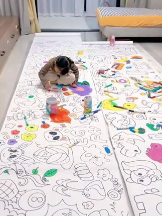 3米画卷送蜡笔涂鸦填色本绘画幼儿园涂色画布不脏墙 #花卷 #小画家 #绘本 #不脏墙 #填色