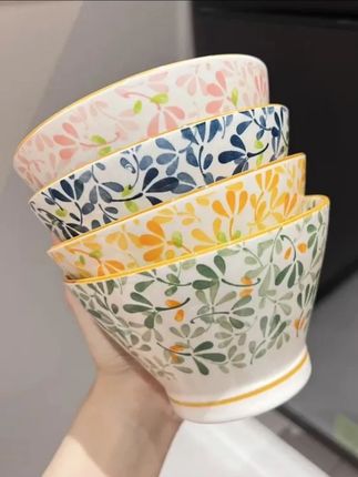 5 英寸米饭碗斗笠碗高脚碗防烫家用网红陶瓷釉下彩吃饭碗日式大碗 #米饭碗 #斗笠碗 #高脚碗 #陶瓷碗 #日式碗