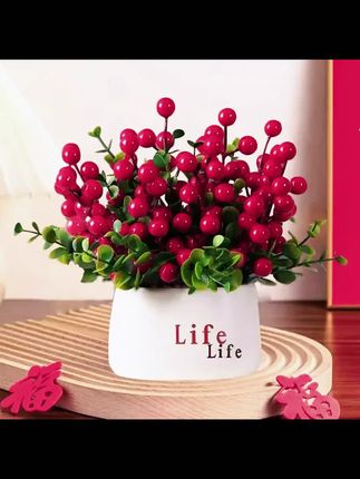 仿真红果发财果life瓶装饰平安喜乐乔迁大吉喜庆花艺新年装饰花艺 #美不美你说了算 #每日分享