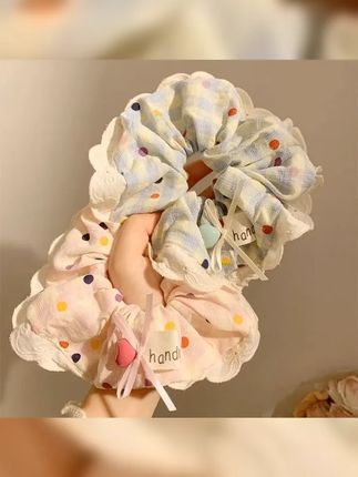 浪漫多巴胺~粉色蝴蝶结波点大肠发圈女高级感韩系甜美头绳发饰夏 #今天超可爱 #是时候安排一下了 #头发发饰 #大肠发圈 #头饰搭配