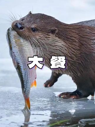 水獭母子的夏日盛宴,水獭妈妈带领幼崽,踏上了寻找鱼子酱的征途 #水獭 #水獭宝宝 #水獭吃鱼 #水獭吃鲑鱼 #动物世界