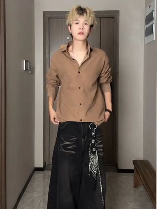 降温了!快试试这件美式水洗长袖衬衫吧 #衬衫 #衬衣控 #上衣穿搭 #男女同款 #秋季上新
