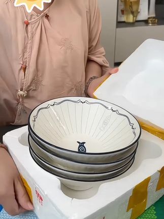 瓷县令8英寸如鱼得水斗笠碗家用碗盘餐具汤盆酸菜鱼日式创意网红#家用餐具 #日式碗盘 #创意斗笠碗 #酸菜鱼碗 #瓷县令
