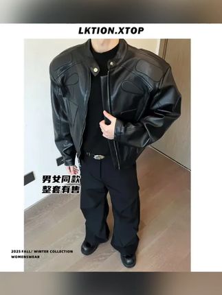 LK正品 痞帅cleanfit中性风皮衣短款机车皮衣痞帅穿搭韩版外套#秋季穿搭 #男生穿搭 #夹克外套 #潮流穿搭 #皮衣夹克