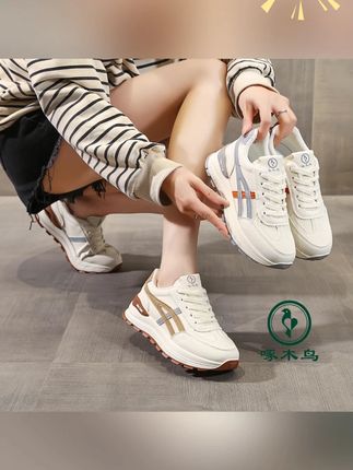 啄木鸟百搭厚底休运动鞋女2025秋新款小众设计感小白鞋#好穿不臭脚 #好穿又好搭 #软底 #好鞋推荐 #百搭