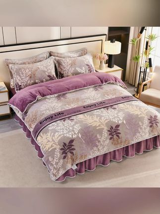 小肥鹅牛奶绒吊边床裙款双面绒加绒加绒毛绒加厚印花夹棉防静电#床裙推荐 #牛奶绒床裙 #加厚床裙 #防静电床品 #印花床裙