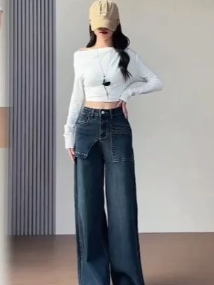 显瘦宽松喇叭直筒拖地裤#显瘦穿搭 #百搭神裤 #穿出大长腿 #时尚女装