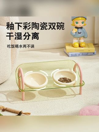 猫碗狗碗宠物双碗食盆多巴胺狗盆猫咪水碗陶瓷防漏食可放置可水洗#宠物食盆 #陶瓷双碗 #防漏食碗 #猫碗狗碗 #可水洗食盆