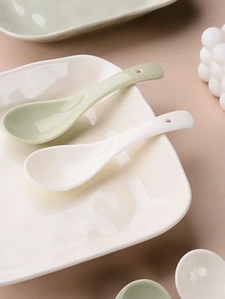 奶油风陶瓷勺子家用高颜值ins风可爱餐具喝汤吃饭勺汤勺调羹汤匙#可爱餐具 #奶油风勺子 #家用好物 #ins风餐具 #陶瓷勺子