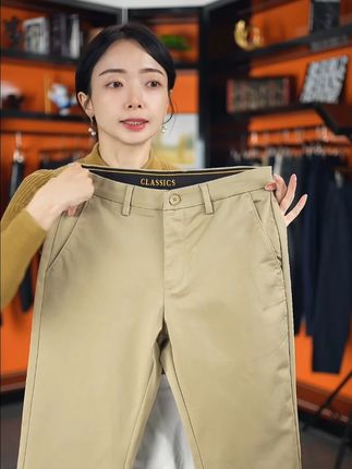 秋季新款弹力松紧腰商务休闲直筒裤中年男士弹力直筒裤g #中年男裤 #商务休闲裤男 #秋季休闲裤男 #休闲裤男 #秋季新款休闲裤