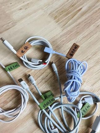 软木标签贴防水防油不干胶网线电源充电线标记贴自粘防水标签贴纸