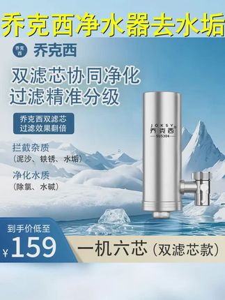 乔克西家用龙头净水器厨房前置双过滤水碱水垢不插电不锈钢过滤器