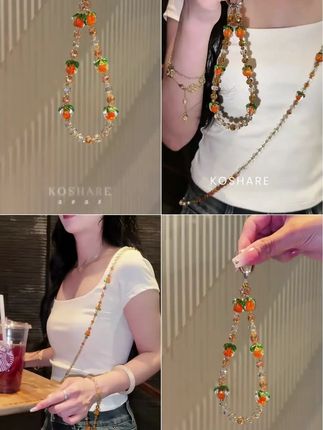 柿柿顺利 斜挎可背手腕手机链子挂件链条挂绳2025年火爆款网红款