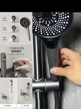 JOWMO/牧王全铜水镀灰简易分体花洒套装