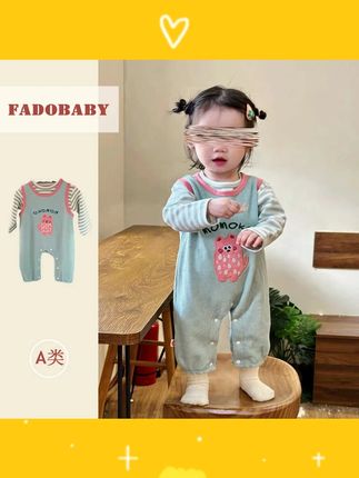 女宝宝套装春季新款韩版婴儿洋气超萌条纹T恤背带连体裤秋装2件套#婴儿套装 #韩版春秋装 #条纹T恤背带裤 #女宝宝衣服 #2025新款
