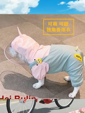 网红潮牌法斗巴哥斗牛犬雨衣可爱搞笑柴犬柯基独角兽防水四脚衣服 #趣味养宠 #萌宠日记 #新手养宠