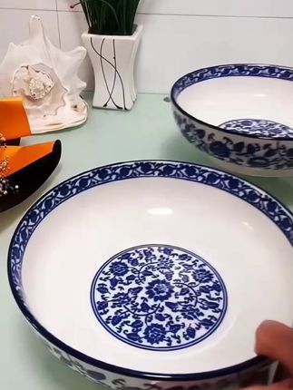 【2个装10英寸大汤碗】陶瓷青花家用水煮鱼碗酸菜鱼碗毛血旺碗#碗 #陶瓷餐具 #陶瓷碗 #大汤碗 #餐具推荐