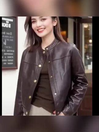 海宁真皮皮衣女2025年短款修身洋气外套早秋新款显瘦潮流时尚宽松#2025早秋 #海宁皮衣 #真皮短款 #女款外套 #时尚宽松