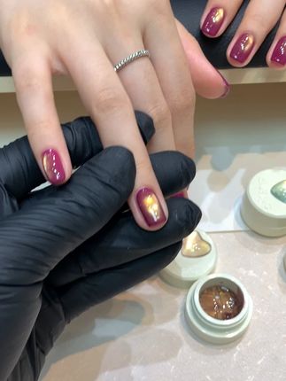 紫色叠涂金光猫眼 #美甲 #美甲分享 #美甲教程 #猫眼