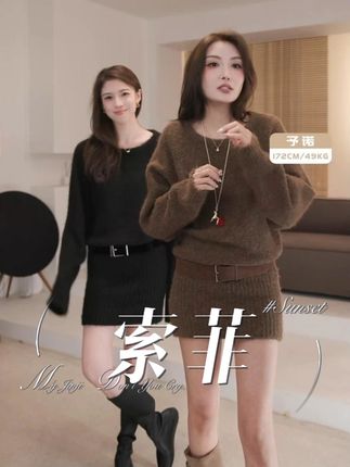 Moprobably李予诺「索菲」精细混纺收腰圆领气质连衣裙L5480003#每日穿搭 #穿出高级感 #今天穿什么 #时髦精 #搭配日常