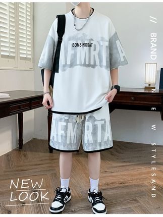 夏季两件套印花字母短袖套装男生潮流百搭T恤一套搭配休闲短裤#短袖t恤 #夏季新款 #面料舒适透气 #谁穿谁好看