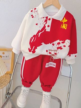 立秋了,提前给宝宝准备了这套中国红两件套,宝宝穿上即国潮又喜庆,面料柔软舒适,男女宝都可以穿! #萌娃穿搭 #秋装上新