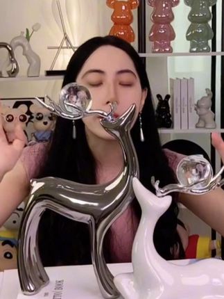 高级摆件水晶球麋鹿轻奢摆件高档客厅酒柜电视柜家居装酒柜饰品牌#水晶麋鹿 #好物分享🔥 @抖音小助手
