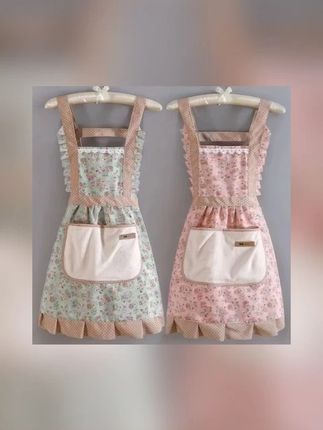 时尚田园风公主围裙擦手兜厨房做饭护衣防油污洋气帆布围腰工作服#工作服 #围裙 #公主围裙 #厨房围裙 #擦手围裙