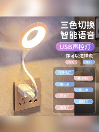 声控的家用智能语音控制卧室床头睡眠声控台灯床头灯说话灯多功能#台灯 #床头灯 #声控灯 #语音控制小夜灯 #声控台灯
