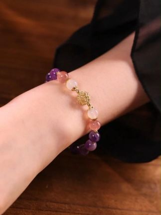 简约时尚天然紫色水晶女款新款气质清新仙女灰月光天然水晶款手链#仙女必备 #水晶 #招财 #转运 #礼物推荐