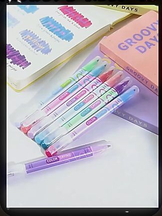 叠色双头荧光笔高颜值荧光标记笔学生用做笔记彩色划重点记号笔专用手账手帐笔多色莹光萤光笔手抄报银光笔 #学生党必备 #文具安利 #学习必备神器