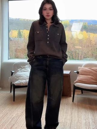 ME【巴恩弯刀蓝牛】#弯刀裤 #时尚穿搭