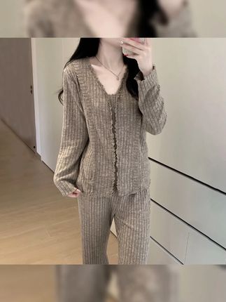 Meng luan/梦鸾长袖睡衣女款2025新款春秋季可外穿休闲家居服套装#luan梦鸾 #谁穿谁好看 #睡衣家居服 #面料柔软舒适